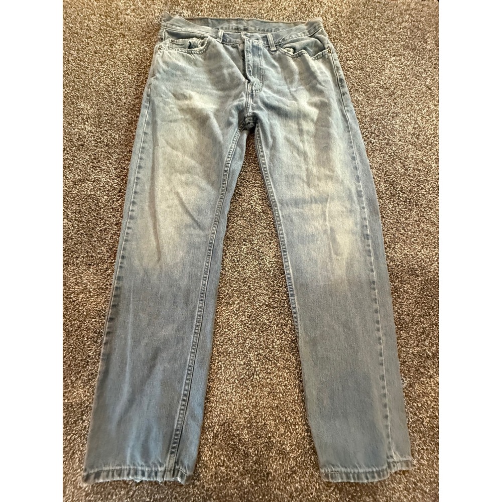 Levis 505 Regular Fit Straight Leg Light Wash Denim Jeans Mens 33x32 00505-1277